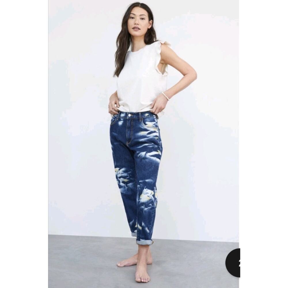 Anthropologie Pilcro Borrowed Boyfriend Jeans 27 Blue High Waist Distressed